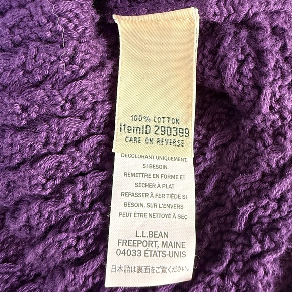 L.L. Bean Women's Sweater Cable Knit Purple Button Front Collarless Cotton Med - Picture 11 of 12